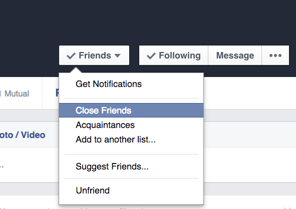 Adding friends to Close Friends list on Facebook